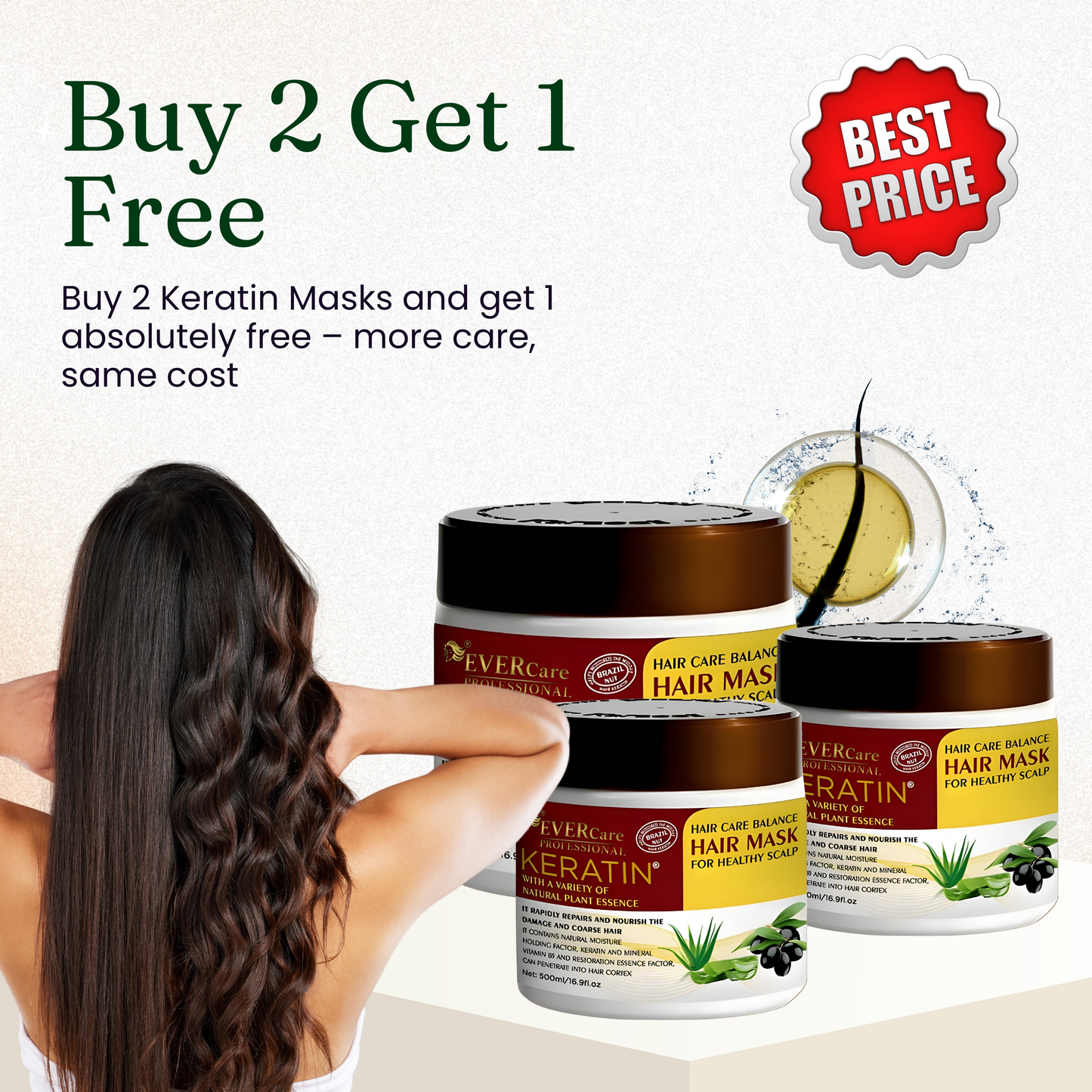 Buy 2 Get 1 Free – Keratin Hair Mask Bundle